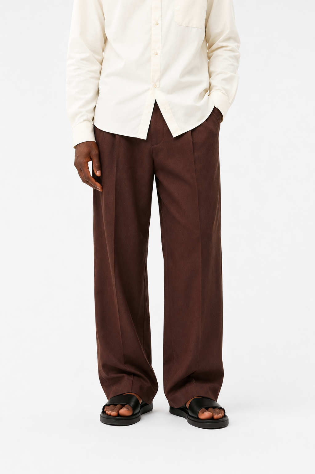 Double Pleated Wide-Leg Trousers