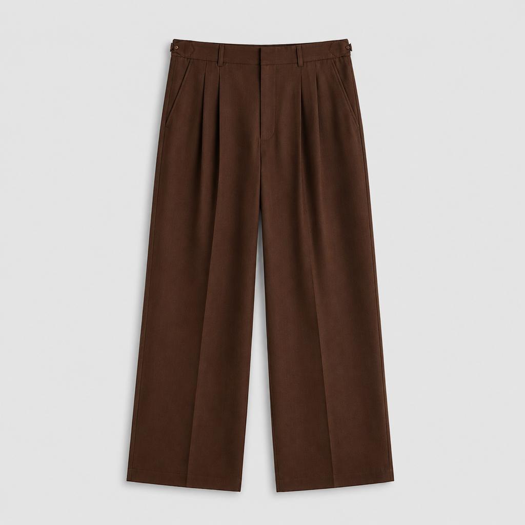 Double Pleated Wide-Leg Trousers